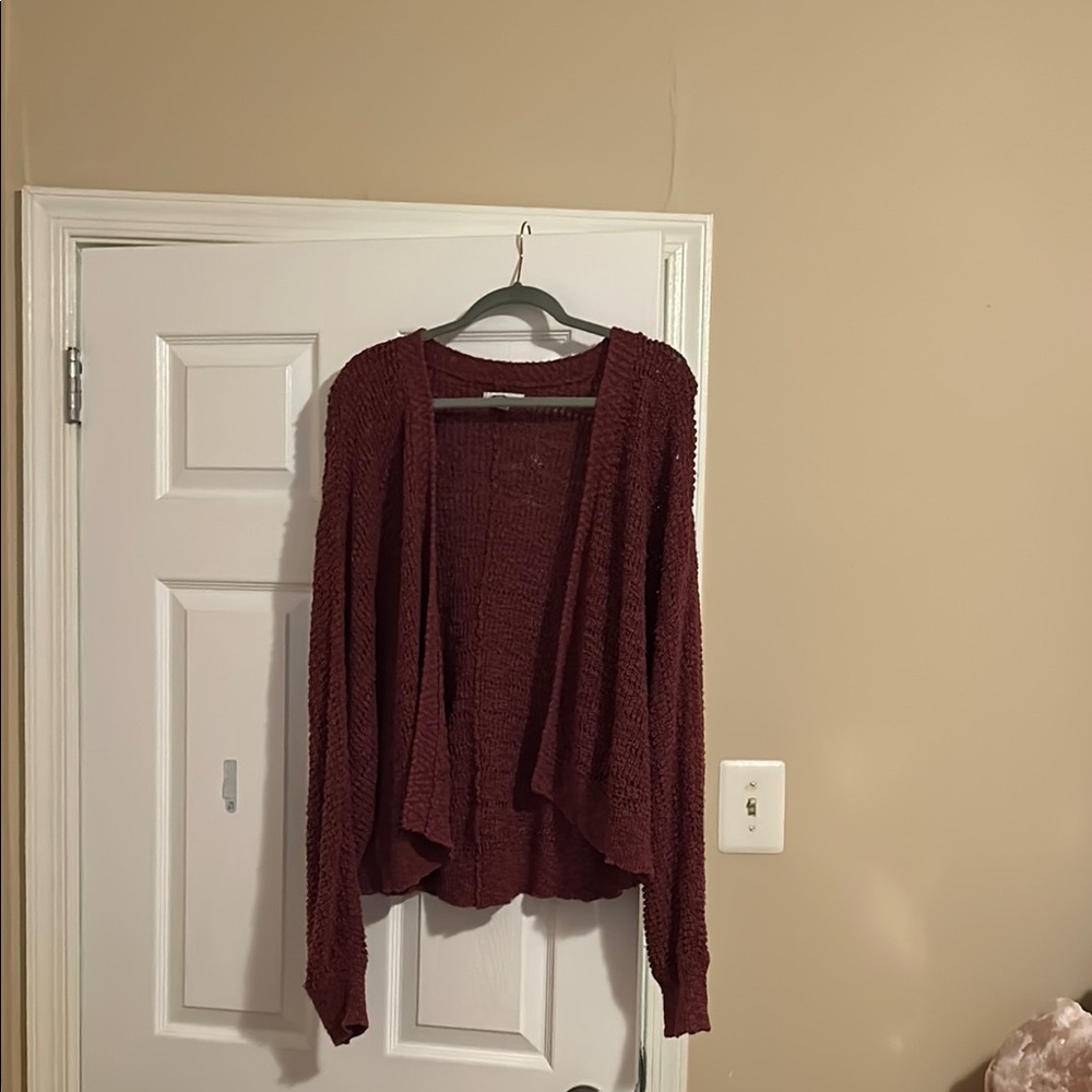 American Eagle Outfitters Red Cardigan Sweater
